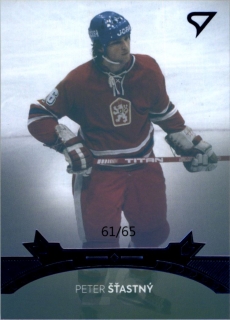 hokejová karta Peter Šťastný Pocta legendám 2 Blue  č.B 17 2 of 3 