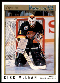 Hokejová karta Kirk McLean OPC Premier 1991-92 řadová č. 158