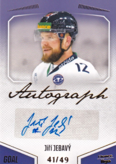 Hokejová karta Jiří Jebavý Goal S1 2022-23 Autograph 41/49 č. A-27