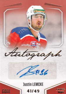 Hokejová karta Justin Lemcke Goal S1 2022-23 Autograph 41/49 č. A-68