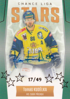 Hokejová karta T. Kudělka Goal S1 2022-23 Chance liga Stars Auto 17/49 č.ST-7