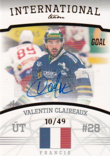 Hokejová karta Valentin Claireaux Goal S2 2022-23 International Team Auto