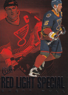 Hokejová karta Brett Hull Fleer Ultra Extra 1995-96 Red Light Special č. 3 of 10