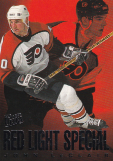 Hokejová karta John LeClair Fleer Ultra Extra 1995-96 Red Light Special č. 5 of 10