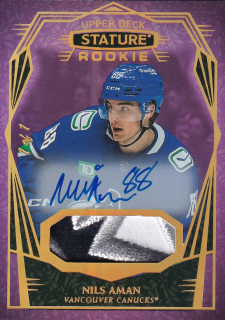 Hokejová karta Nils Aman UD Stature 2022-23 Rookie Auto Patch 1/1 č. 179